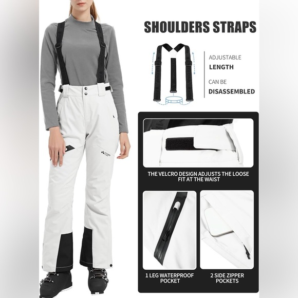 Pioneer Camp Women's Snow Pants Ski Bibs Pants Waterproof Size Small - Picture 3 of 10